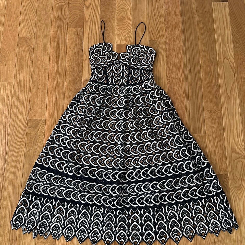 Self-portrait navy blue and white dress. UK 6 US 2